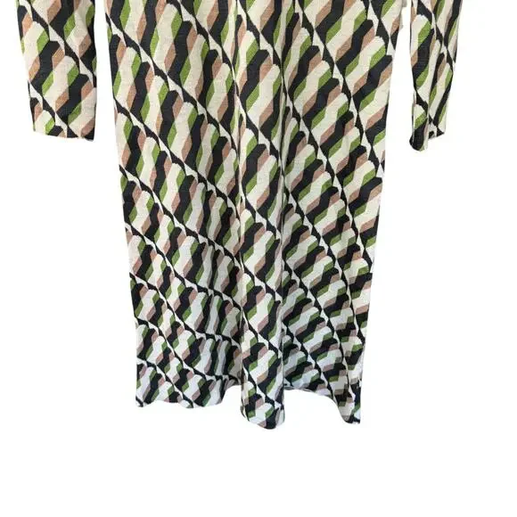 St. John Peridot Geometric Dress Green Multicolor Size Large NWOT